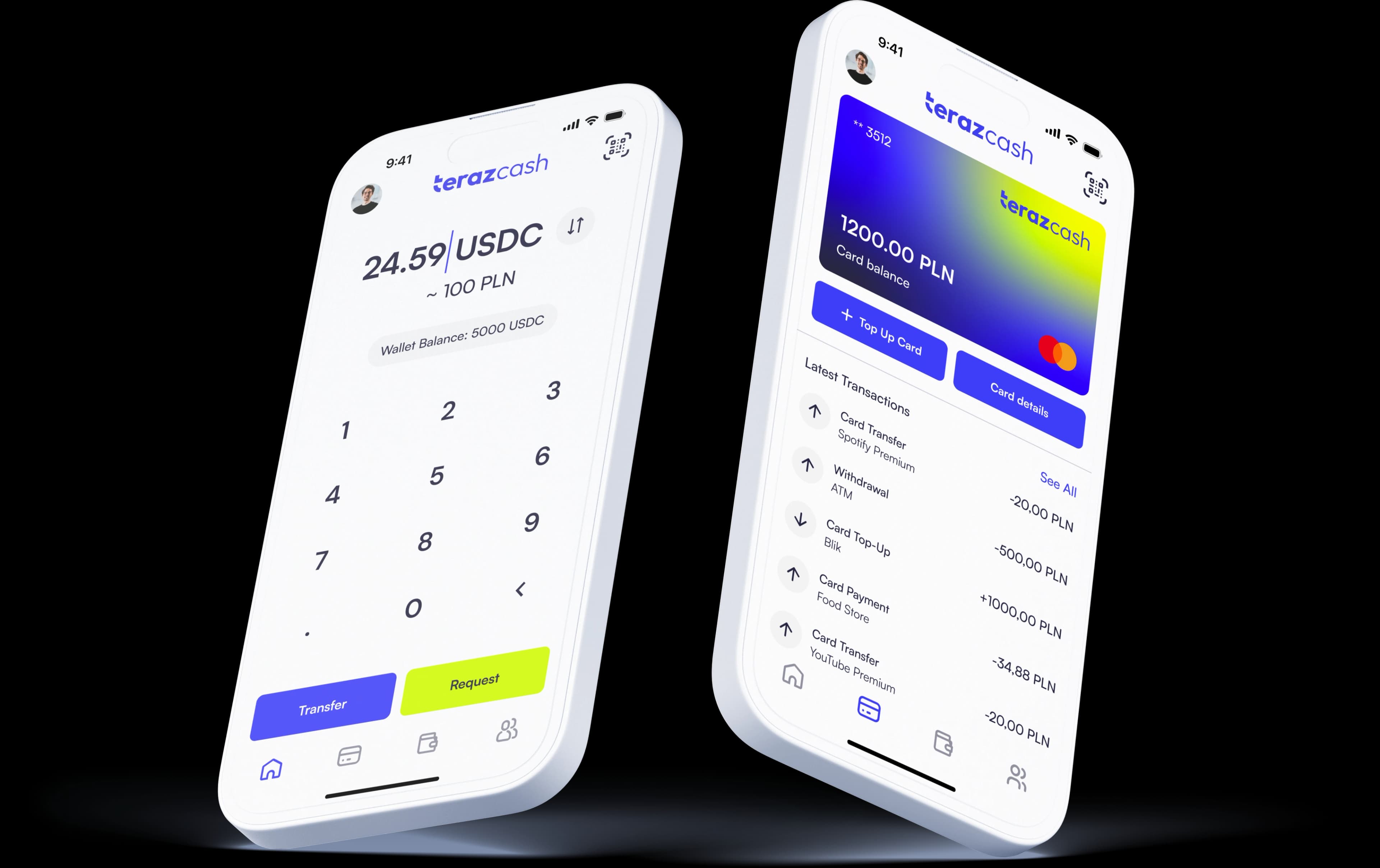 Teraz.cash fintech application showcase